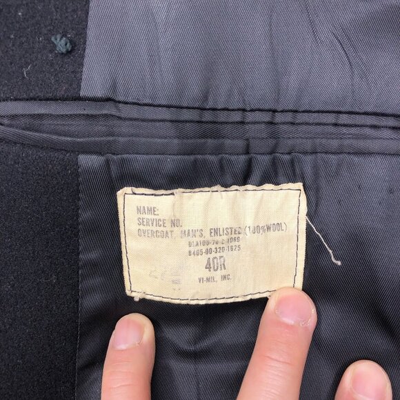 VTG Mens US Navy Coat Overcoat 100% Wool 40R Gold Eagle Buttons Double-breasted - Picture 7 of 12
